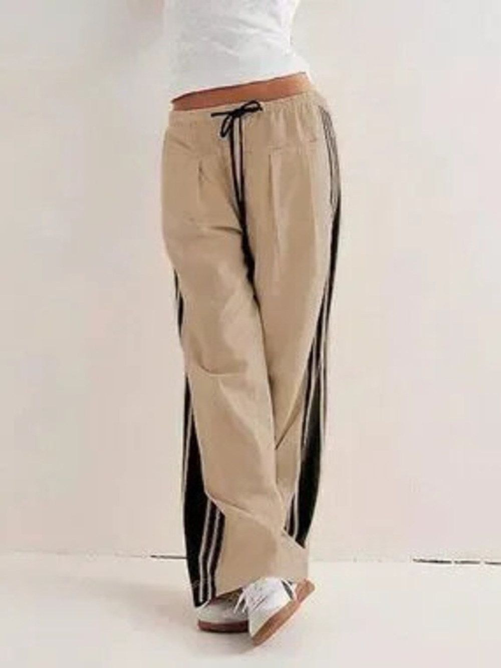 ZARA Khaki Wide Leg Women's High Rise Palazzo Casual Pants with Pockets